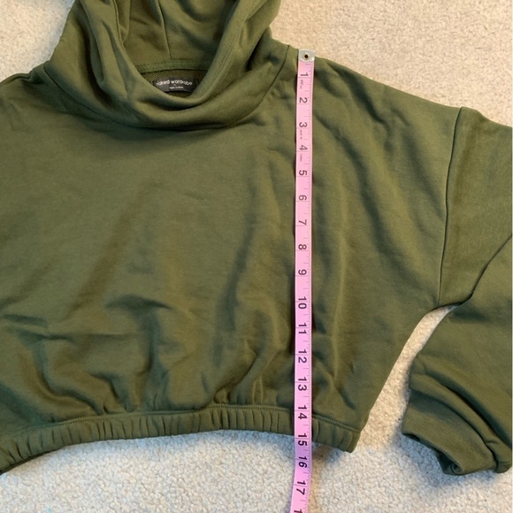 NWOT Naked Wardrobe Green Cropped Hoody Womens Small - Picture 5 of 8